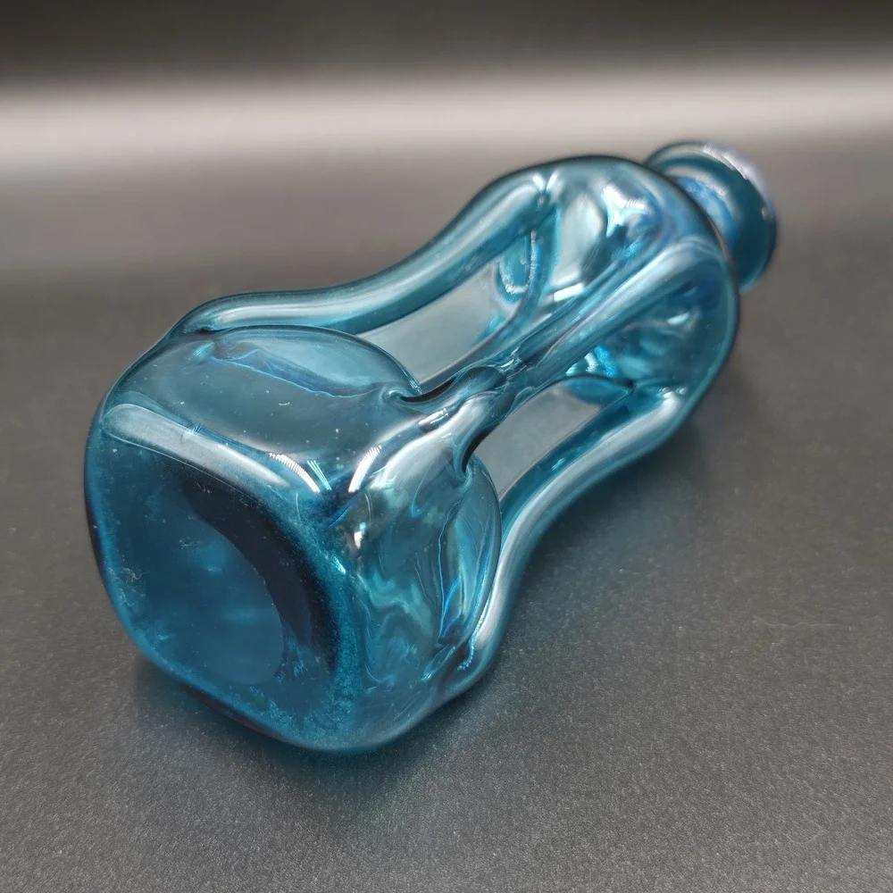 Kastrup Holmegaard Jacob E Bang Kluk Kluk Blue Glass Bottle 5.75